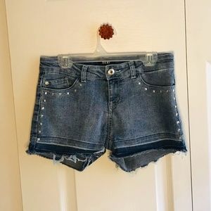 DKNY Girls Studded Denim Shorts Light/Medium Wash
